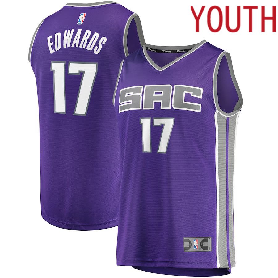 Youth Sacramento Kings 17 Kessler Edwards Fanatics Branded Purple Fast Break Player NBA Jersey